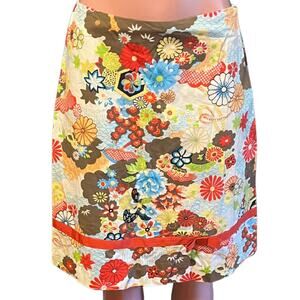 Vintage 90s 60s Flower Power A-Line Skirt | Hippie Vibes Cotton Spandex Size 10